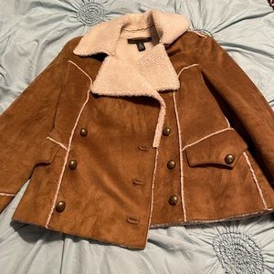 Brown suede with wool liner. Bomber style jacket.